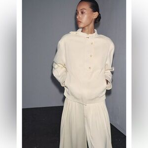 Zara cream-colored button up jacket size M